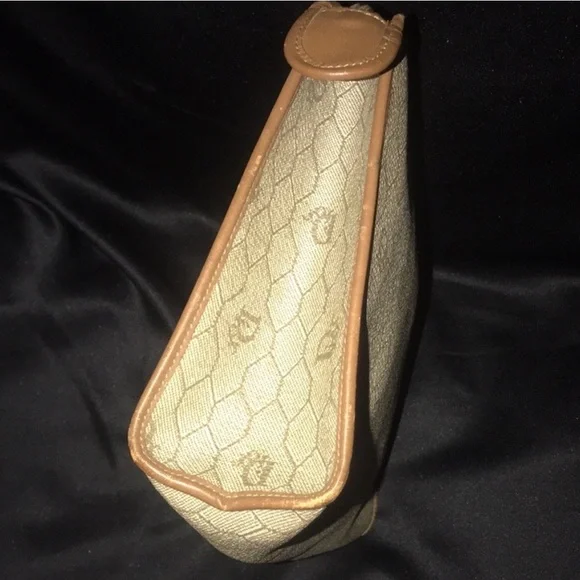 DIOR Vintage Honeycomb Zip Pouch Clutch Bag Monogram Tan - Picture 5 of 11
